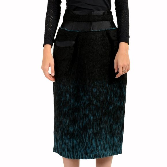 Maison Margiela Women's Multi-Color Alpaca Wool Pencil Skirt US S IT 40